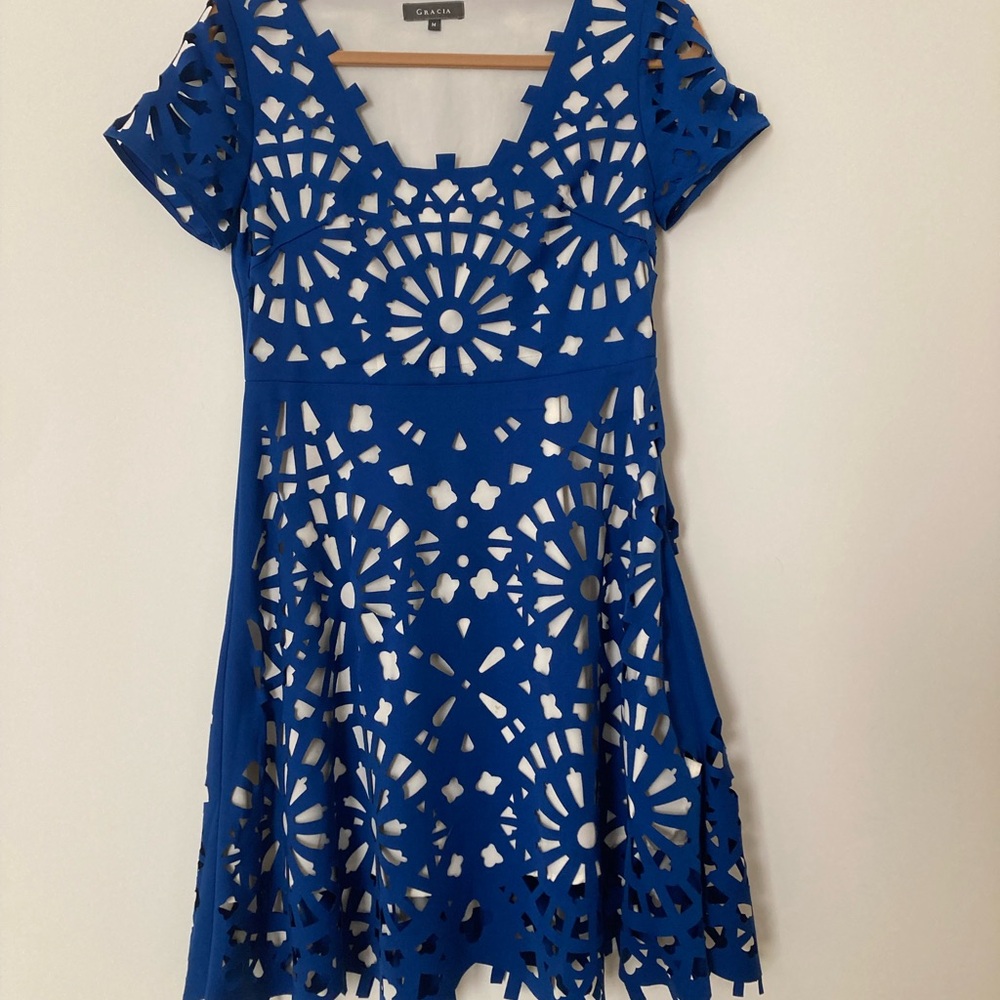 Gracia Blue Cutout Midi Dress